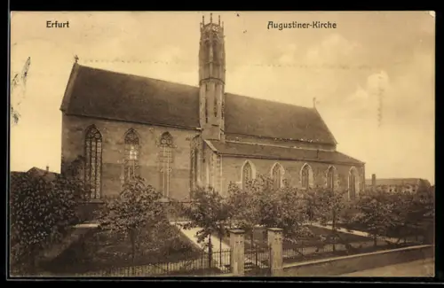 AK Erfurt, Augustiner-Kirche mit Gartenanlage