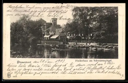 AK Düsseldorf, Fischerhaus am Schwanenspiegel