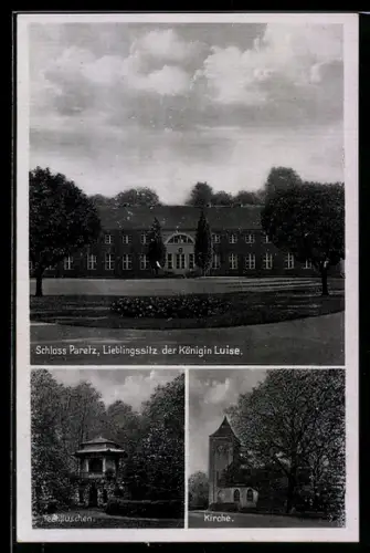 AK Paretz / Havel, Schloss Paretz, Teehäuschen, Kirche