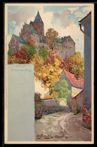 Lithographie Schwarzenberg, Schloss Schwarzenberg