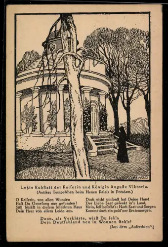 Künstler-AK Potsdam, letzte Ruhstatt der Kaiserin und Königin Auguste Viktoria