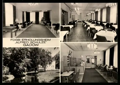 AK Gadow, FDGB-Erholungsheim Alfred Schulze in vier Ansichten
