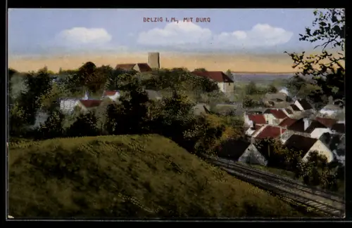 AK Belzig, Ortsansicht mit Burg