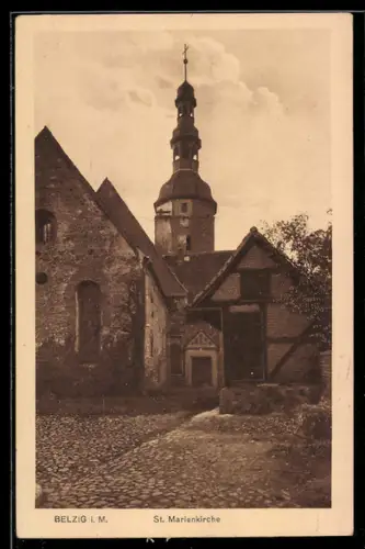 AK Belzig i. M., St. Marienkirche, Aussenansicht