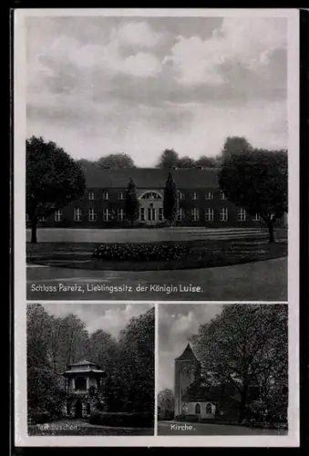 AK Paretz / Havel, Schloss Paretz, Teehäuschen, Kirche