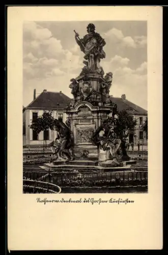 AK Rathenow, Partie am Denkmal des Grossen Kurfürsten