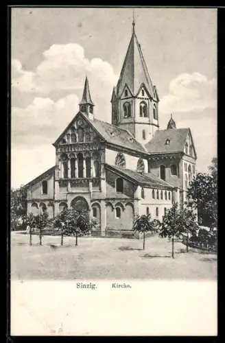 AK Sinzig, Kirche mit Strassenpartie