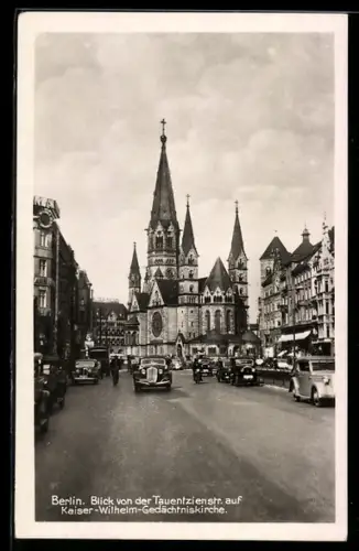 AK Berlin-Charlottenburg, Partie in der Tauentzienstrasse auf Kaiser Wilhelm-Gedächtniskirche
