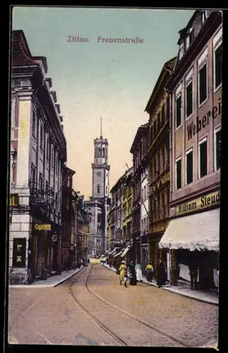 AK Zittau / Sachsen, Frauenstrasse mit Weberei