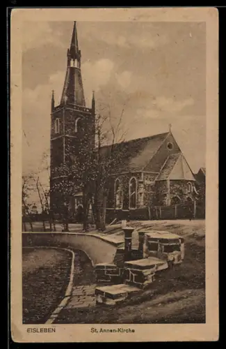 AK Eisleben, St. Annen-Kirche in der Aussenansicht