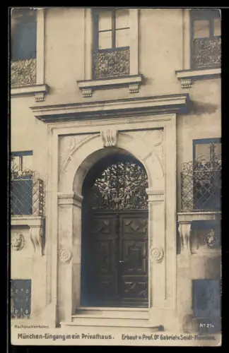AK München, Eingang in ein Privathaus, erbaut von Gabriel v. Seidl