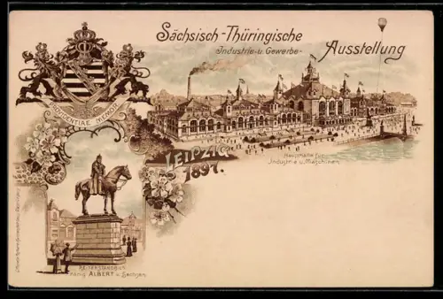 Lithographie Leipzig, Sächsisch-Thüringische Industrie- und Gewerbe-Ausstellung 1897, Haupthalle