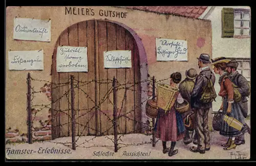 Künstler-AK A. Thiele: Hamster Erlebnisse, Schlechte Aussichten!