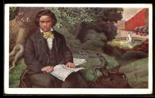 Künstler-AK Beethoven in Schönbrunn