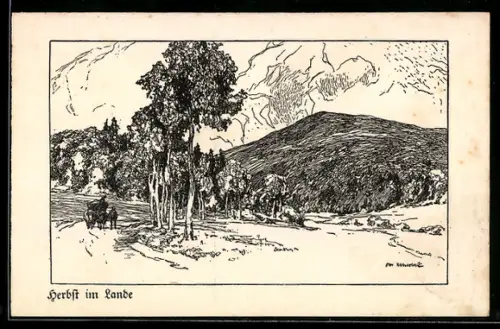 Künstler-AK Ubbelohde: Herbst im Lande