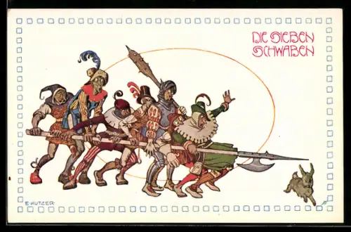 Künstler-AK Ernst Kutzer: Szene aus dem Märchen Die sieben Schwaben