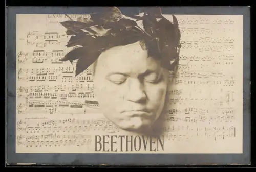 AK Tod, Abbild L.van Beethoven, mit Liedausschnitt