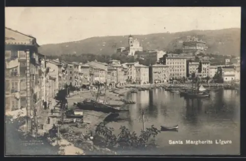AK Santa Marghertia Ligure, Hafenansicht mit Booten und Segelschiffen