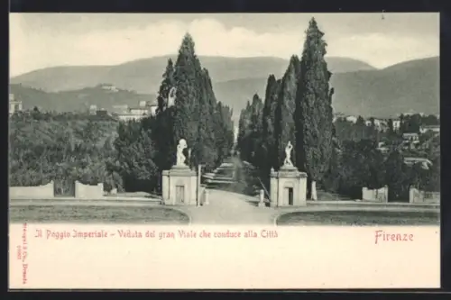 AK Firenze, Il Poggio Imperiale, Veduta del gran Viale che conduce alla Città