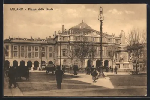 AK Milano, piazza della Scala, Strassenbahn