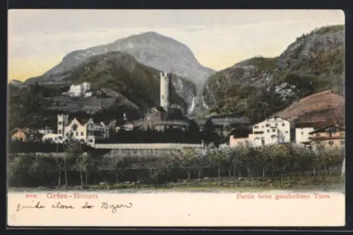 AK Gries-Bozen, Ortspartie am gescheibten Turm