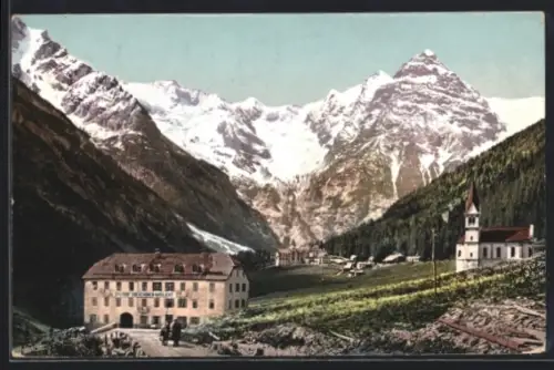 AK Trafoi, Gasthaus Zur schönen Aussicht mit Ortler