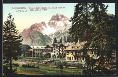 AK Ampezzotal, Hotel Schluderbach, Hans Ploner mit Croda rossa