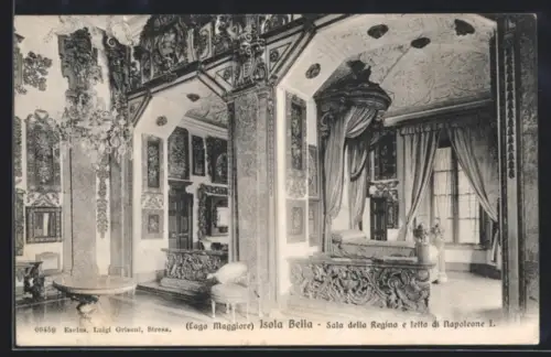 AK Isola Bella /Lago Maggiore, Sala della Regina e letto di Napoleone I.