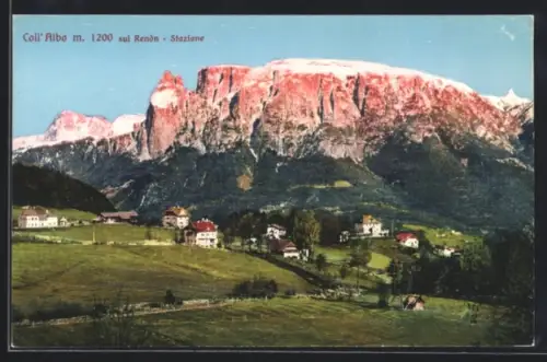 AK Collalbo, Totalansicht mit Alpenpartie