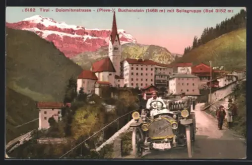 AK Buchenstein, Ortsansicht mit Automobil