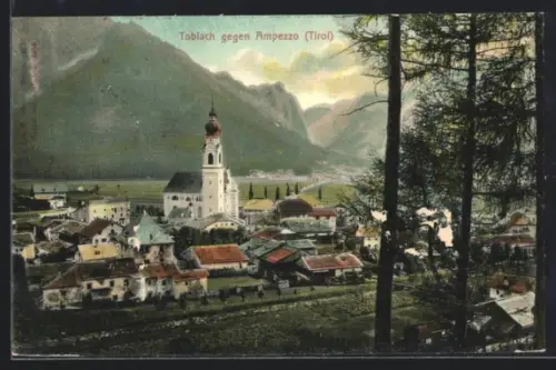 AK Toblach /Tirol, Kirche gegen Ampezzo