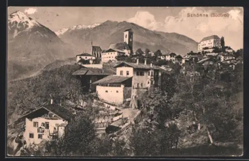 AK Schönna, Teilansicht mit Kirchturm