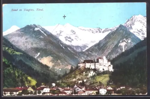 AK Sand i. Taufers, Ortsansicht mit Bergen