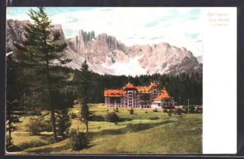 AK Welschnofen, Karer-See-Hotel mit Latemar