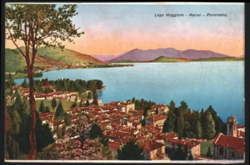 AK Meina, Panorama mit Lago Maggiore