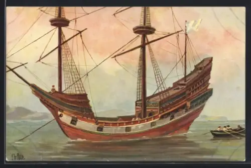 Künstler-AK Chr. Rave: Segelschiff, französisches Handelsschiff 16. Jahrhundert