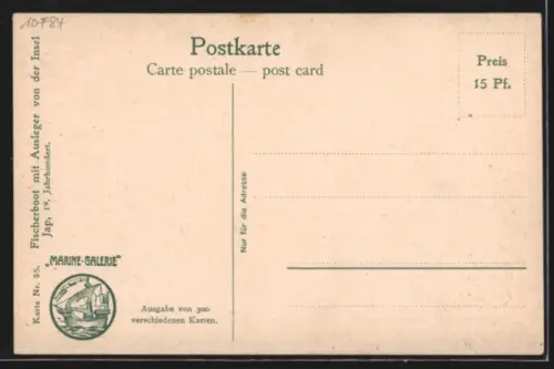 Künstler-AK Chr. Rave: Fischerboot mit Ausleger von der Insel Jap