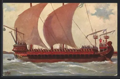 Künstler-AK Chr. Rave: Mittelmeer-Triere auf See