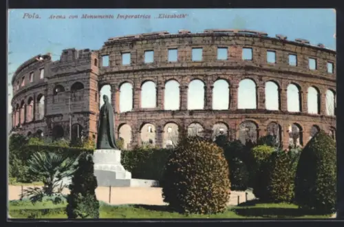 AK Pola, Arena con Monumento Imperatrice  Elisabeth