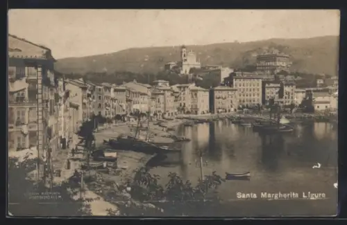 AK Santa Marghertia Ligure, Hafenansicht mit Booten und Segelschiffen