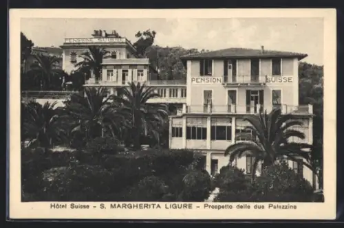 AK S. Margherita Ligure, Blick auf das Hotel Suisse