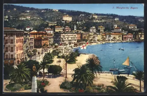 AK S. Margherita Ligure, Teilansicht mit Denkmal