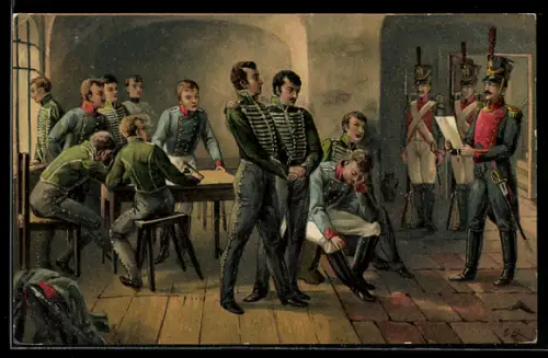 AK Verkündigung des Todesurteils an die elf Schill`schen Offiziere 1809, Befreiungskriege