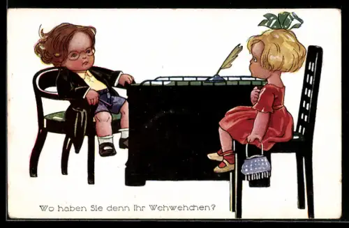 AK Junger Arzt fragt das Mädchen wo sie denn ihr Leiden verspürt