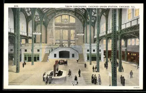 AK Chicago, Train Concourse, Chicago Union Station, Bahnhof
