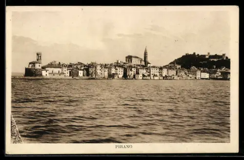AK Pirano, Ortsansicht vom Meer aus