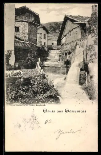 AK Gossensass, Ortspartie mit Fluss