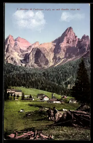 AK S. Martino di Castrozza, Blick auf den Ort an der Rollestrasse
