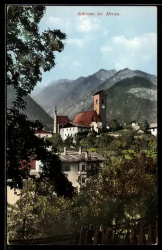 AK Schönna b. Meran, Teilansicht mit Kirche