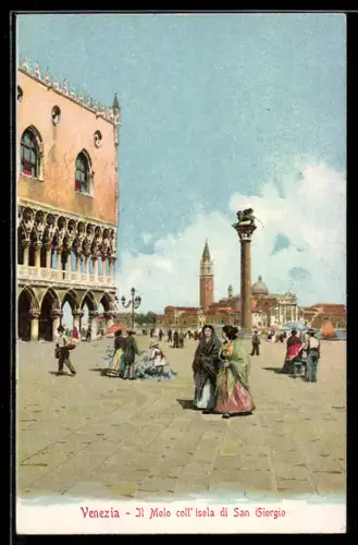 Künstler-AK Venezia, Il Molo coll` Isola di San Giorgio